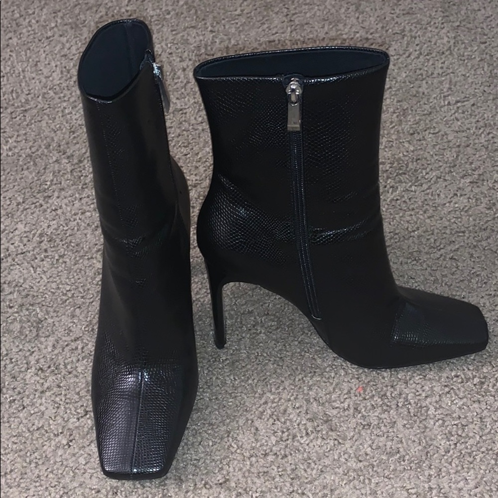 Zara heeled animal print ankle boots